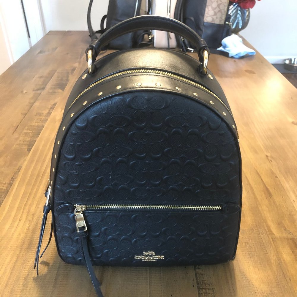 Black Jordyn Coach Back Pack with Gold Hardware